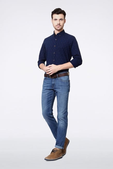 Allen Solly Navy Printed Casual Shirt Allen Solly Navy Printed Casual Shirt