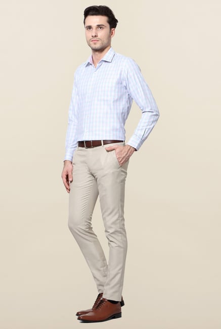 Peter England Blue & Pink Full Sleeves Formal Shirt Peter England Blue & Pink Full Sleeves Formal Shirt