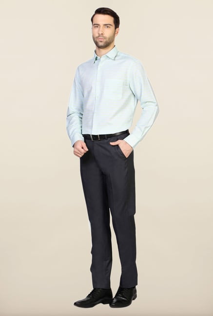 Peter England Green & Blue Striped Formal Shirt Peter England Green & Blue Striped Formal Shirt