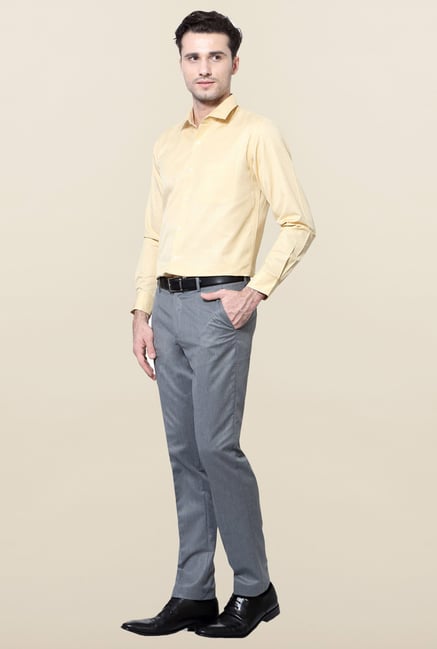 Peter England Yellow Striped Slim Fit Formal Shirt Peter England Yellow Striped Slim Fit Formal Shirt