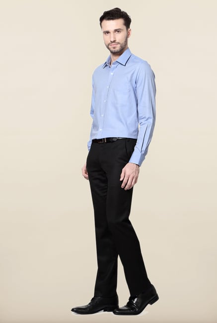 Peter England Blue Printed Slim Fit Cotton Formal Shirt Peter England Blue Printed Slim Fit Cotton Formal Shirt