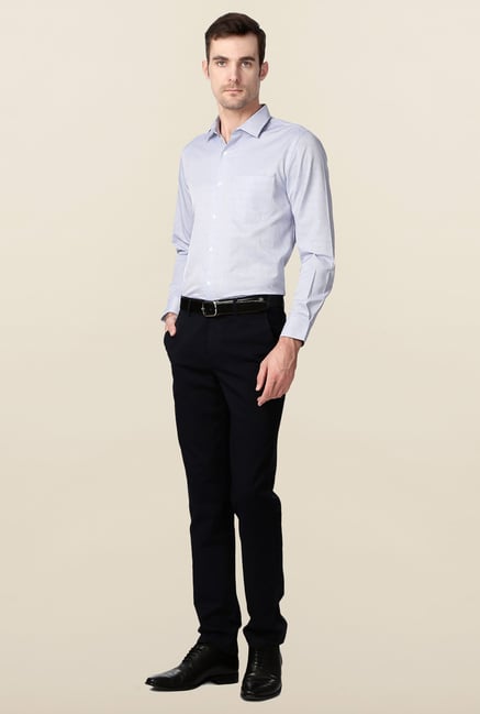 Peter England White & Blue Slim Fit Formal Shirt Peter England White & Blue Slim Fit Formal Shirt
