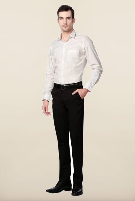 Peter England White & Yellow Striped Formal Shirt Peter England White & Yellow Striped Formal Shirt
