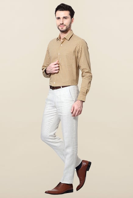 Peter England Brown Slim Fit Formal Shirt Peter England Brown Slim Fit Formal Shirt