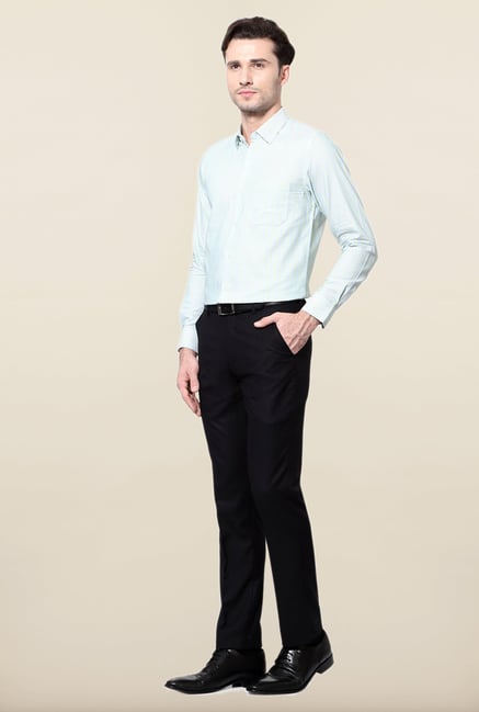 Peter England Green & Blue Striped Slim Fit Shirt Peter England Green & Blue Striped Slim Fit Shirt