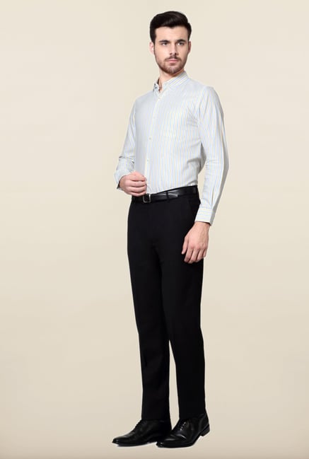 Peter England Blue & Orange Striped Formal Shirt Peter England Blue & Orange Striped Formal Shirt
