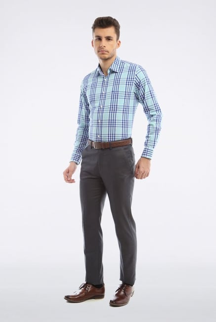 Peter England Blue Checks Slim fit Casual Shirt Peter England Blue Checks Slim fit Casual Shirt