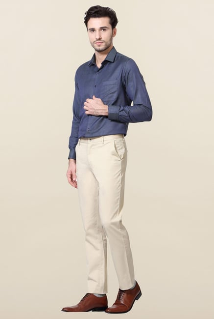 Peter England Beige Solid Trouser Peter England Beige Solid Trouser