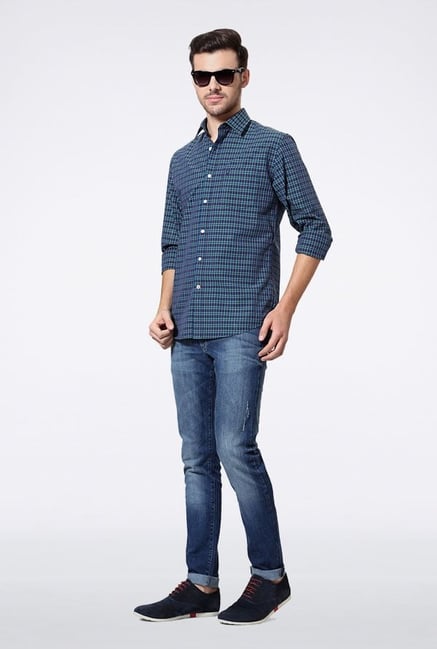 Allen Solly Blue Checks Casual Shirt Allen Solly Blue Checks Casual Shirt