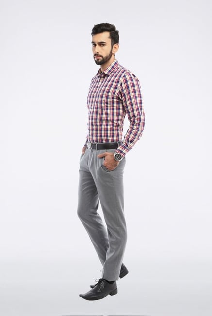 Peter England Navy & Yellow Checks Slim fit Casual Shirt Peter England Navy & Yellow Checks Slim fit Casual Shirt