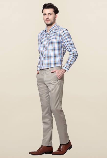 Peter England Beige Solid Slim Fit Trouser Peter England Beige Solid Slim Fit Trouser