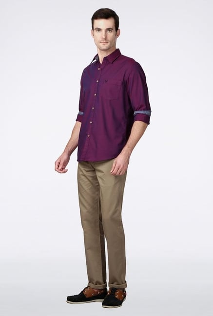Allen Solly Purple Solid Casual Shirt Allen Solly Purple Solid Casual Shirt