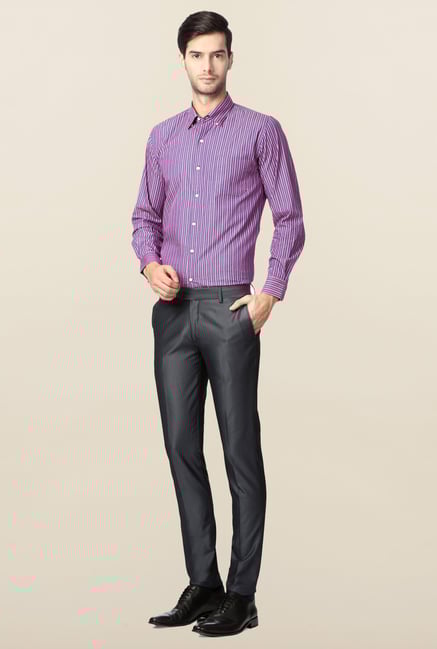 Peter England Grey Solid Skinny Fit Trouser Peter England Grey Solid Skinny Fit Trouser