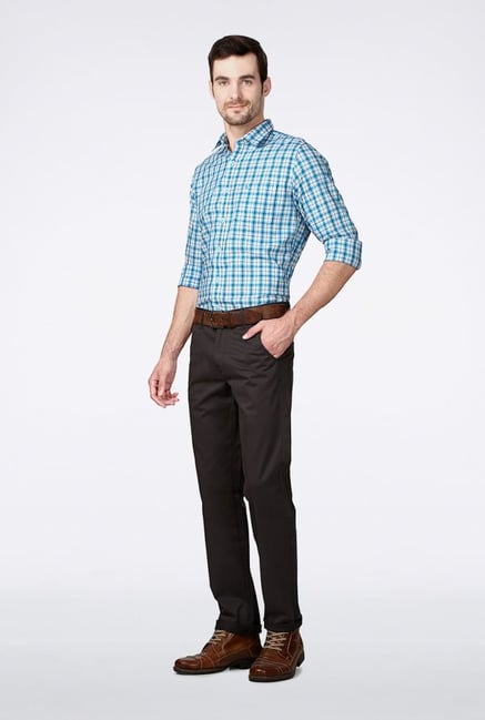 Peter England Blue Checks Slim fit Casual Shirt Peter England Blue Checks Slim fit Casual Shirt