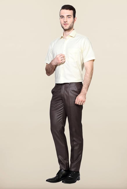 Peter England Brown Solid Trouser Peter England Brown Solid Trouser