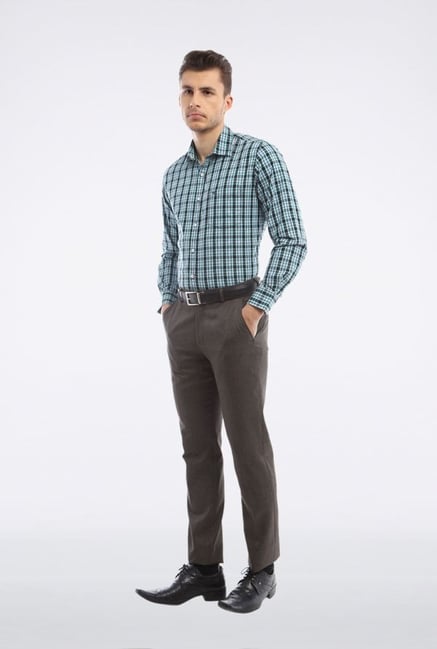Peter England Blue Checks Slim fit Casual Shirt Peter England Blue Checks Slim fit Casual Shirt