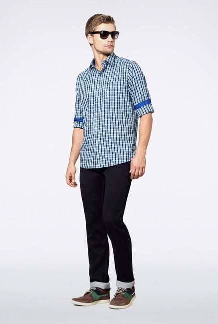 Allen Solly Blue Checks Slim fit Casual Shirt Allen Solly Blue Checks Slim fit Casual Shirt