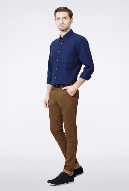 Allen Solly Navy Solid Casual Shirt Allen Solly Navy Solid Casual Shirt