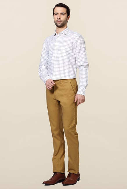 Allen Solly Khaki Solid Cotton Trouser Allen Solly Khaki Solid Cotton Trouser