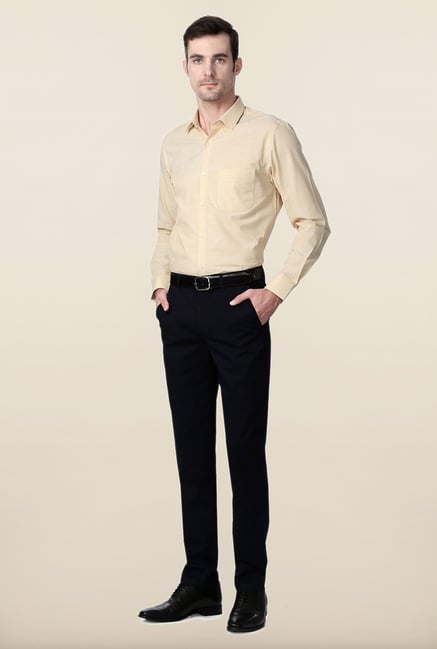 Peter England Navy Flat Front Cotton Trouser Peter England Navy Flat Front Cotton Trouser