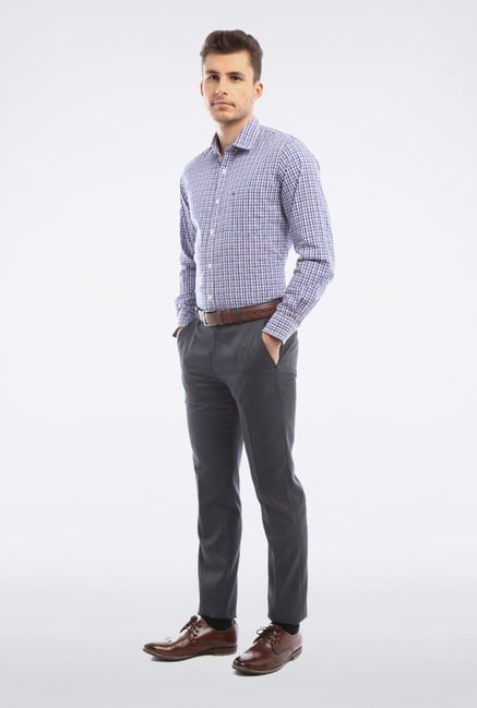 Peter England Blue & Purple Checks Slim fit Casual Shirt Peter England Blue & Purple Checks Slim fit Casual Shirt