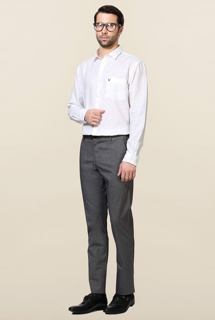 Allen Solly Grey Solid Cotton Trouser Allen Solly Grey Solid Cotton Trouser