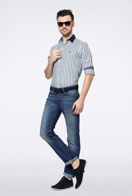 Allen Solly White Striped Casual Shirt Allen Solly White Striped Casual Shirt