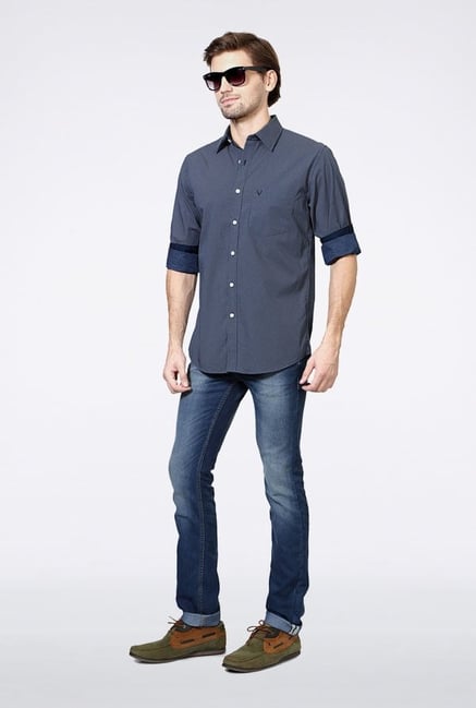 Allen Solly Navy Dot Print Casual Shirt Allen Solly Navy Dot Print Casual Shirt