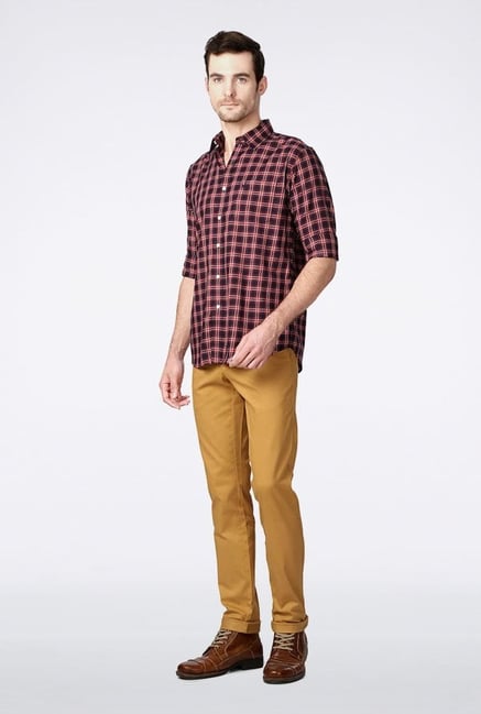 Allen Solly Navy & Red Checks Slim fit Casual Shirt Allen Solly Navy & Red Checks Slim fit Casual Shirt