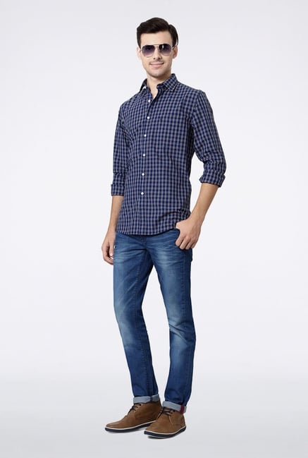Allen Solly Blue Checks Slim fit Casual Shirt Allen Solly Blue Checks Slim fit Casual Shirt