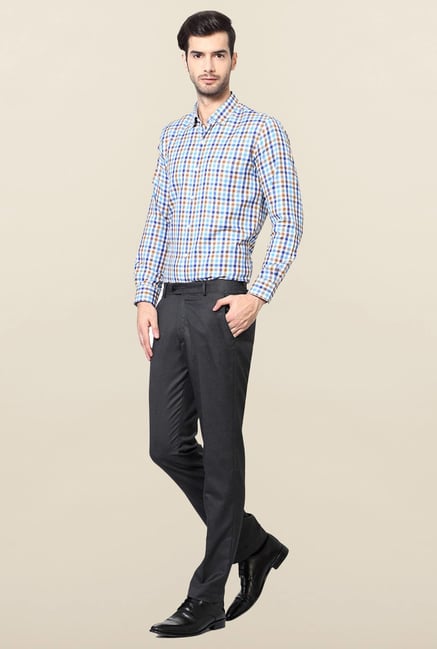 Peter England Grey Solid Slim Fit Trouser Peter England Grey Solid Slim Fit Trouser