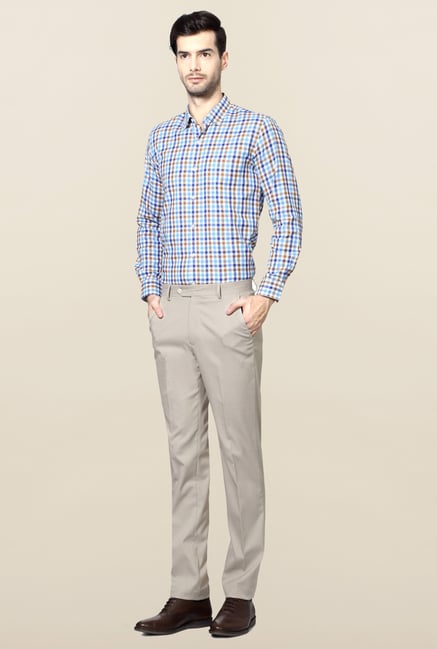 Peter England Beige Solid Trouser Peter England Beige Solid Trouser