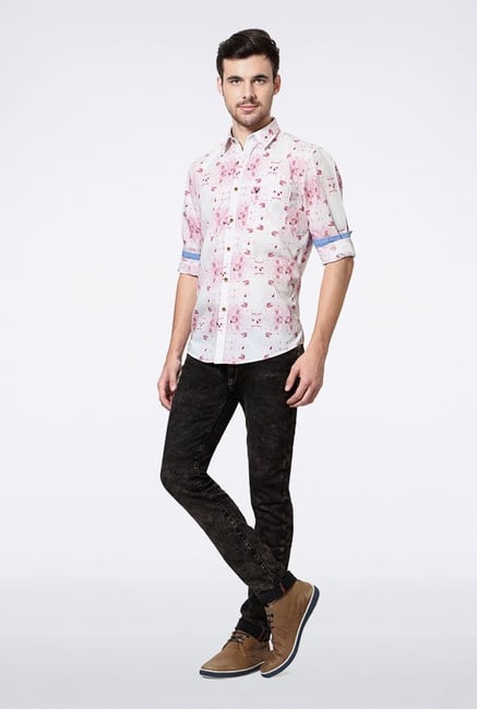 Allen Solly White Printed Casual Shirt Allen Solly White Printed Casual Shirt