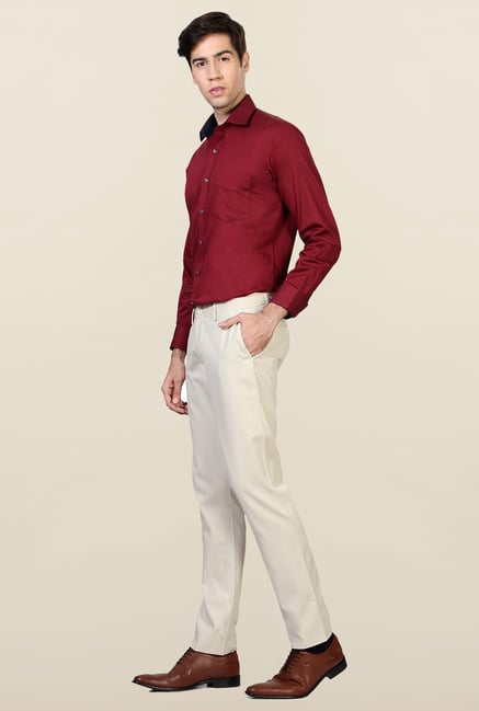 Allen Solly Cream Solid Trouser Allen Solly Cream Solid Trouser
