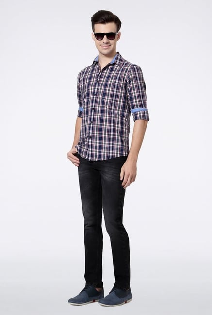 Allen Solly Navy & White Checks Casual Shirt Allen Solly Navy & White Checks Casual Shirt