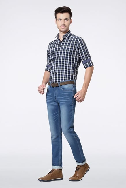 Allen Solly Navy Checks Casual Shirt Allen Solly Navy Checks Casual Shirt