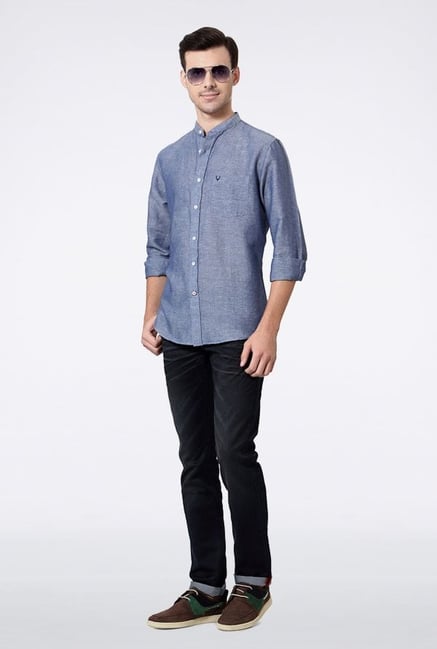 Allen Solly Blue Solid Casual Shirt Allen Solly Blue Solid Casual Shirt