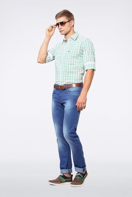 Allen Solly Green Checks Slim fit Casual Shirt Allen Solly Green Checks Slim fit Casual Shirt