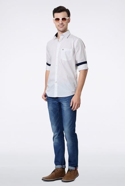 Allen Solly White Printed Slim fit Casual Shirt Allen Solly White Printed Slim fit Casual Shirt