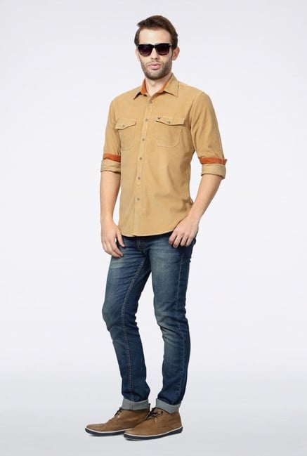 Allen Solly Orange Solid Casual Shirt Allen Solly Orange Solid Casual Shirt