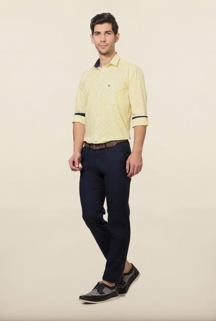 Allen Solly Yellow Printed Slim fit Casual Shirt Allen Solly Yellow Printed Slim fit Casual Shirt