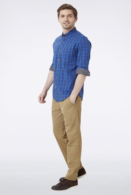 Peter England Blue Checks Casual Shirt Peter England Blue Checks Casual Shirt