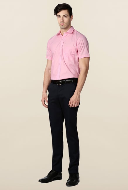 Peter England Navy Solid Cotton Trouser Peter England Navy Solid Cotton Trouser
