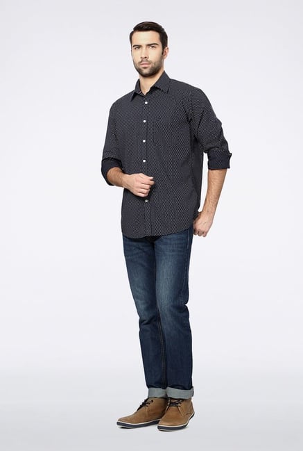 Allen Solly Navy Printed Casual Shirt Allen Solly Navy Printed Casual Shirt