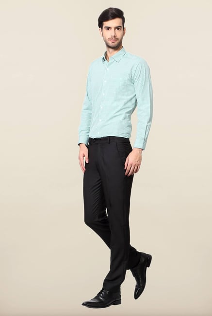 Peter England Black Mid Rise Solid Trouser Peter England Black Mid Rise Solid Trouser