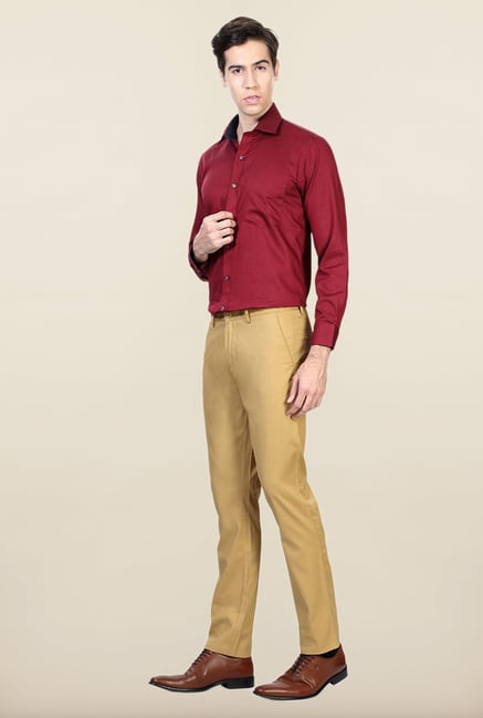 Allen Solly Khaki Solid Cotton Trouser Allen Solly Khaki Solid Cotton Trouser