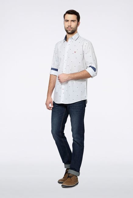 Allen Solly White Printed Casual Shirt Allen Solly White Printed Casual Shirt