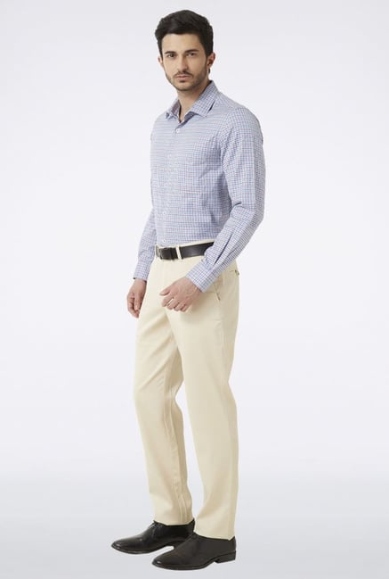 Peter England Blue Checks Slim fit Casual Shirt Peter England Blue Checks Slim fit Casual Shirt