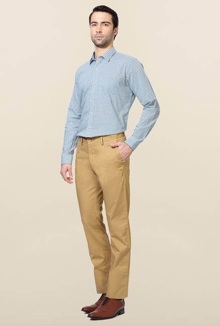Allen Solly Khaki Solid Cotton Trouser Allen Solly Khaki Solid Cotton Trouser