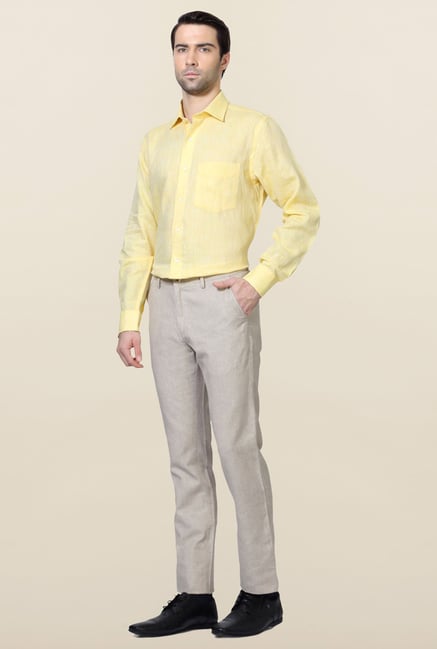 Allen Solly Grey Solid Linen Trouser Allen Solly Grey Solid Linen Trouser